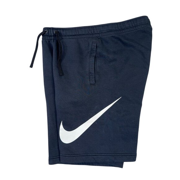 Nike Fleece Shorts Mens Small Black Swoosh Drawstring Sportswear Club 843520-010 - Picture 3 of 11